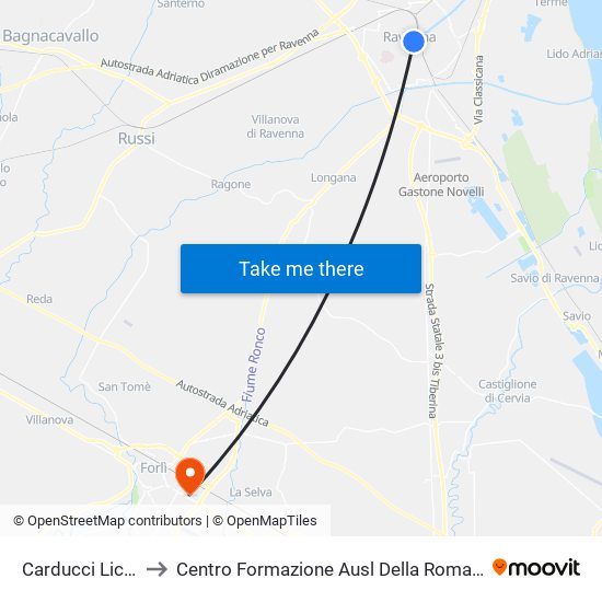 Carducci Liceo to Centro Formazione Ausl Della Romagna map