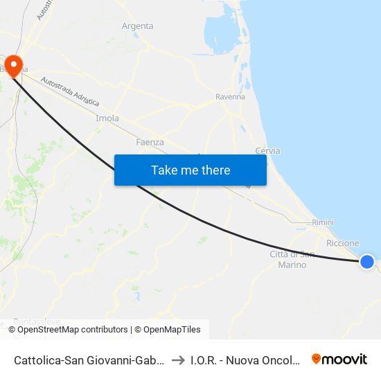 Cattolica-San Giovanni-Gabicce to I.O.R. - Nuova Oncologia map