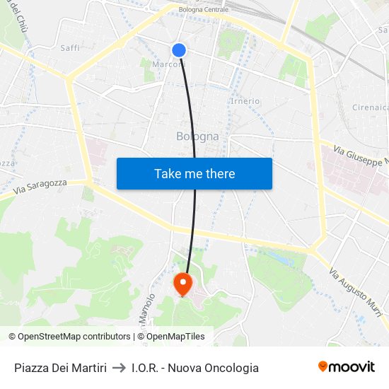 Piazza Dei Martiri to I.O.R. - Nuova Oncologia map