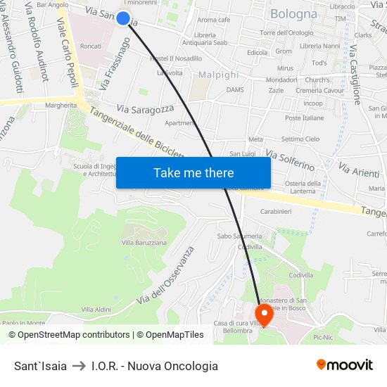 Sant`Isaia to I.O.R. - Nuova Oncologia map