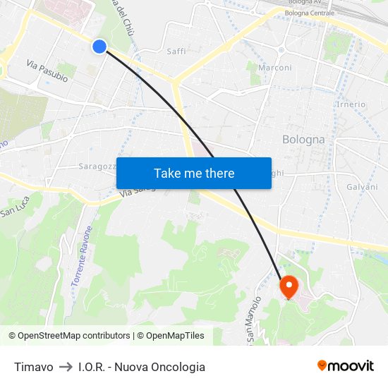 Timavo to I.O.R. - Nuova Oncologia map