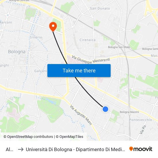 Albini to Università Di Bologna - Dipartimento Di Medicina Legale map