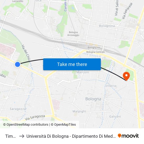 Timavo to Università Di Bologna - Dipartimento Di Medicina Legale map