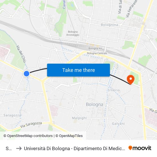 Saffi to Università Di Bologna - Dipartimento Di Medicina Legale map