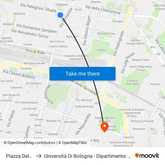 Piazza Dell`Unita` to Università Di Bologna - Dipartimento Di Medicina Legale map