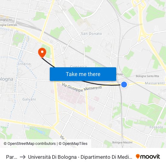 Parco to Università Di Bologna - Dipartimento Di Medicina Legale map