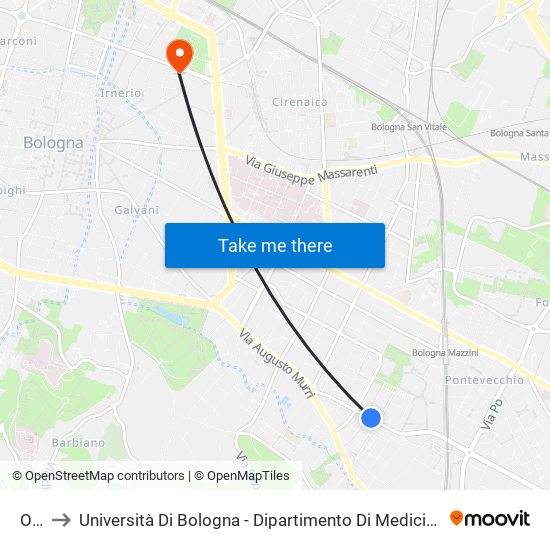 Orti to Università Di Bologna - Dipartimento Di Medicina Legale map