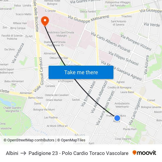 Albini to Padigione 23 - Polo Cardio Toraco Vascolare map