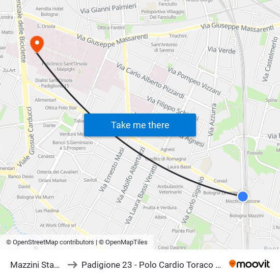 Mazzini Stazione to Padigione 23 - Polo Cardio Toraco Vascolare map