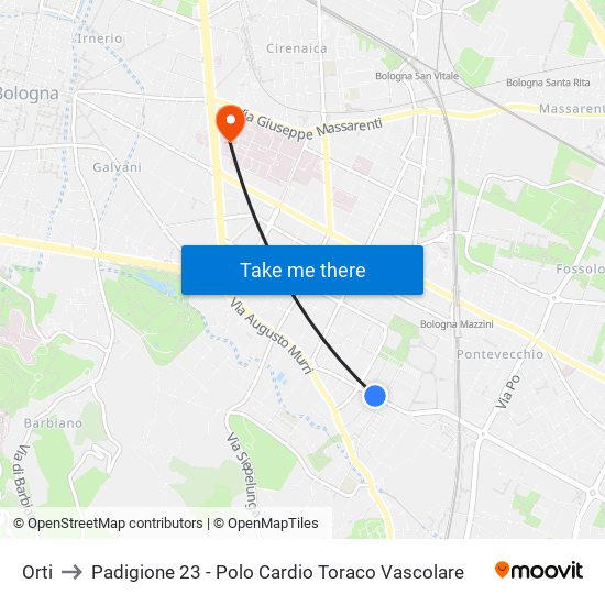 Orti to Padigione 23 - Polo Cardio Toraco Vascolare map