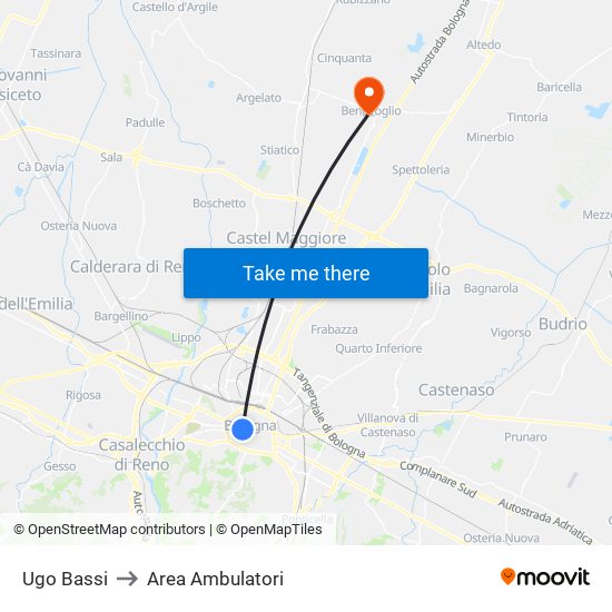 Ugo Bassi to Area Ambulatori map