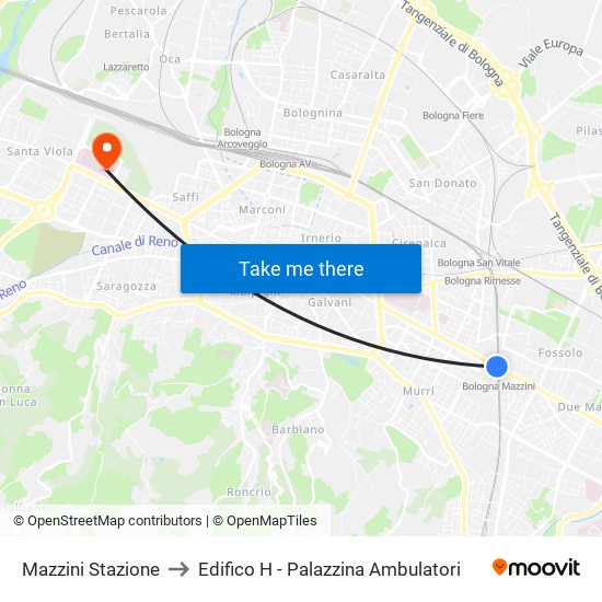 Mazzini Stazione to Edifico H - Palazzina Ambulatori map