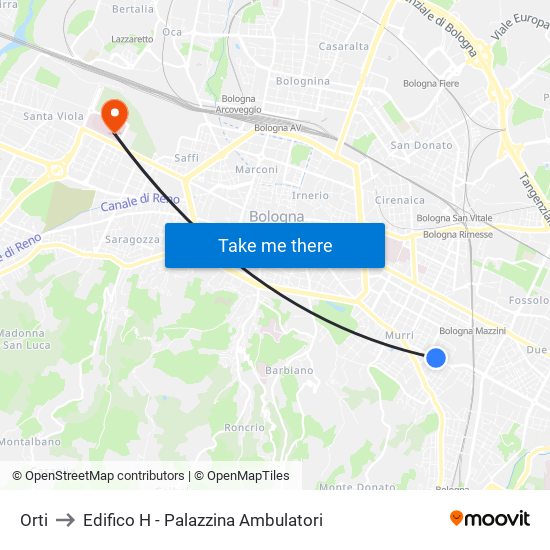 Orti to Edifico H - Palazzina Ambulatori map