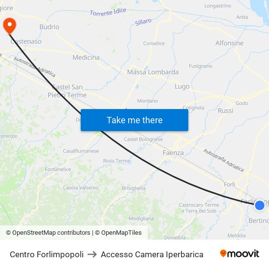 Centro Forlimpopoli to Accesso Camera Iperbarica map