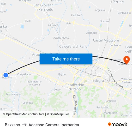 Bazzano to Accesso Camera Iperbarica map