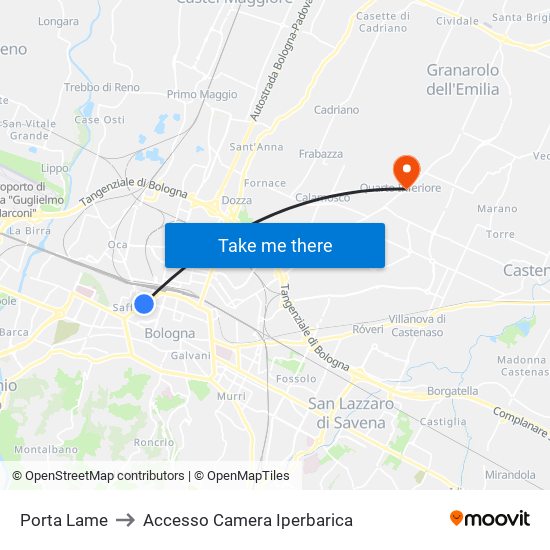 Porta Lame to Accesso Camera Iperbarica map