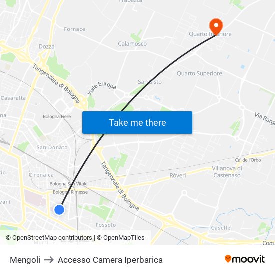 Mengoli to Accesso Camera Iperbarica map