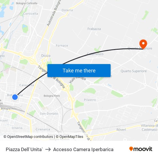 Piazza Dell`Unita` to Accesso Camera Iperbarica map