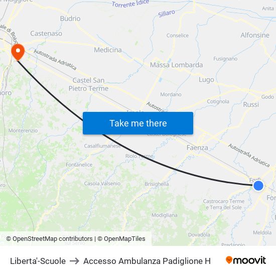 Liberta'-Scuole to Accesso Ambulanza Padiglione H map