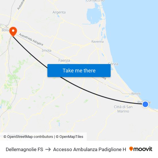 Dellemagnolie FS to Accesso Ambulanza Padiglione H map