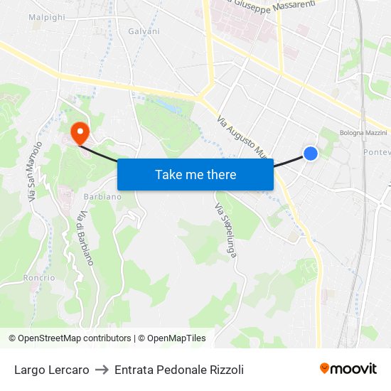 Largo Lercaro to Entrata Pedonale Rizzoli map
