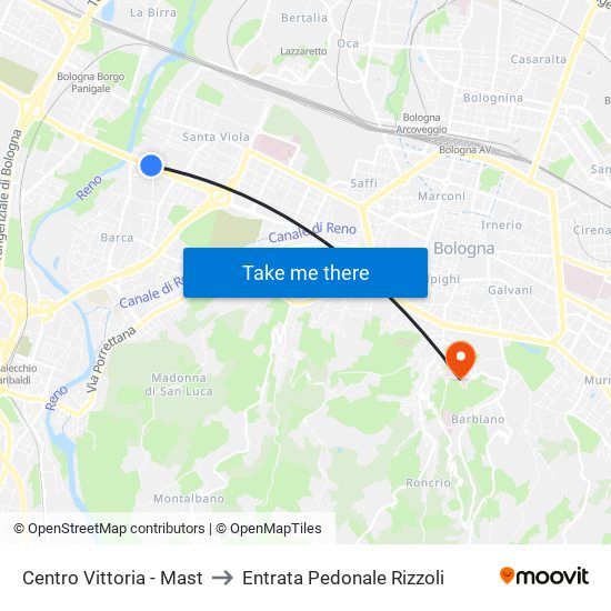 Centro Vittoria - Mast to Entrata Pedonale Rizzoli map