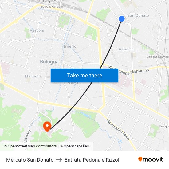 Mercato San Donato to Entrata Pedonale Rizzoli map