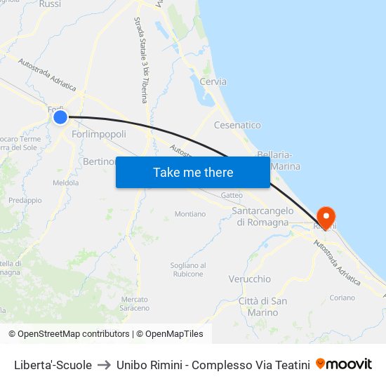 Liberta'-Scuole to Unibo Rimini - Complesso Via Teatini map