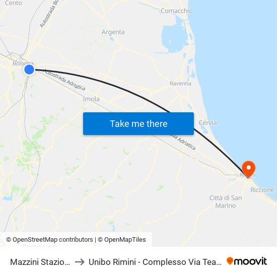 Mazzini Stazione to Unibo Rimini - Complesso Via Teatini map