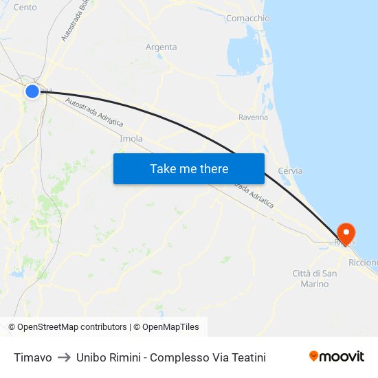 Timavo to Unibo Rimini - Complesso Via Teatini map