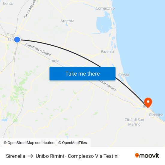 Sirenella to Unibo Rimini - Complesso Via Teatini map
