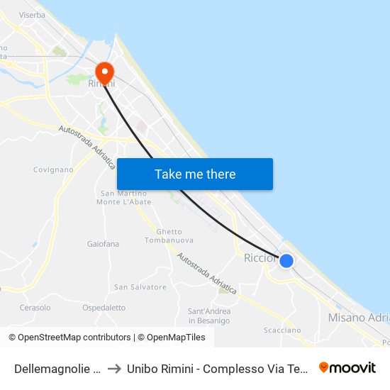 Dellemagnolie FS to Unibo Rimini - Complesso Via Teatini map