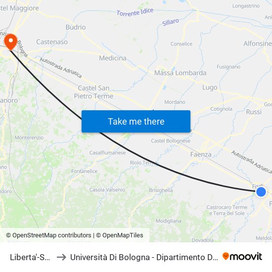 Liberta'-Scuole to Università Di Bologna - Dipartimento Di Biochimica map