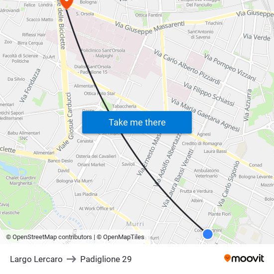 Largo Lercaro to Padiglione 29 map