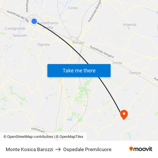 Monte Kosica Barozzi to Ospedale Premilcuore map