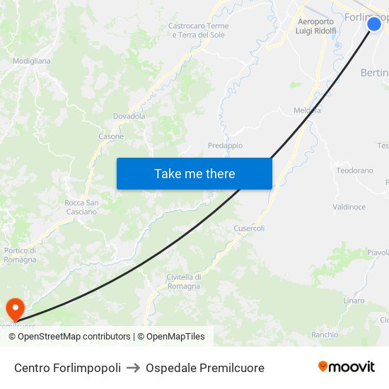 Centro Forlimpopoli to Ospedale Premilcuore map