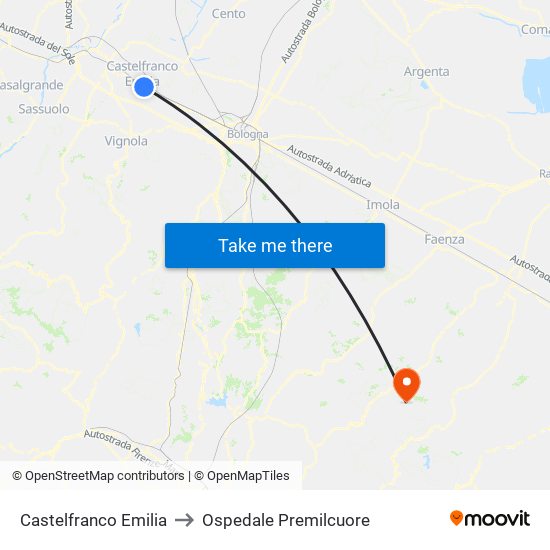 Castelfranco Emilia to Ospedale Premilcuore map