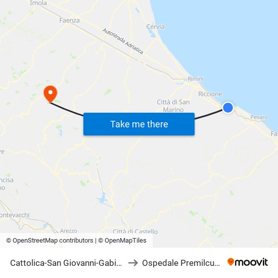 Cattolica-San Giovanni-Gabicce to Ospedale Premilcuore map