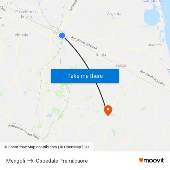 Mengoli to Ospedale Premilcuore map