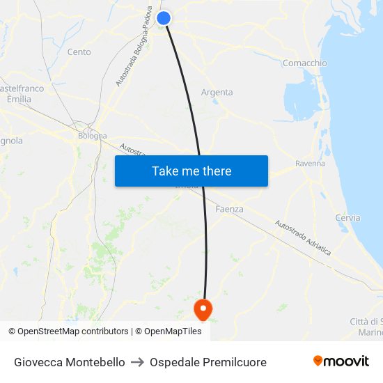 Giovecca Montebello to Ospedale Premilcuore map