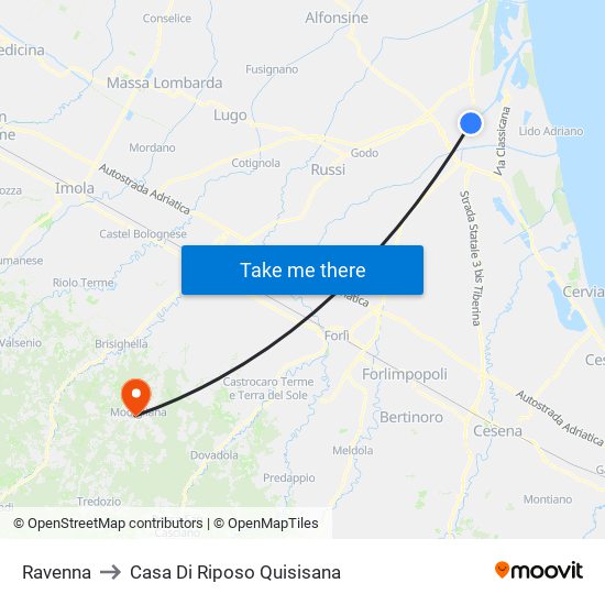 Ravenna to Casa Di Riposo Quisisana map
