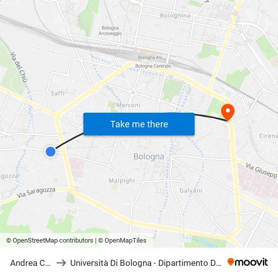 Andrea Costa to Università Di Bologna - Dipartimento Di Fisiologia map