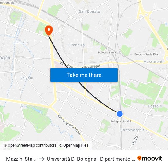 Mazzini Stazione to Università Di Bologna - Dipartimento Di Fisiologia map