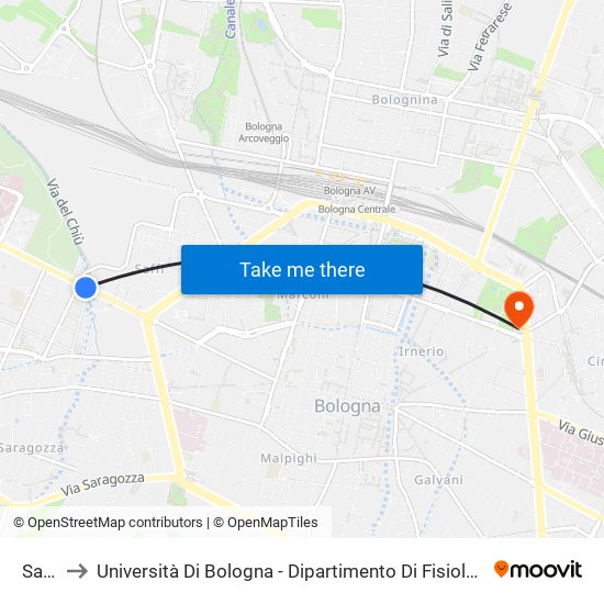 Saffi to Università Di Bologna - Dipartimento Di Fisiologia map