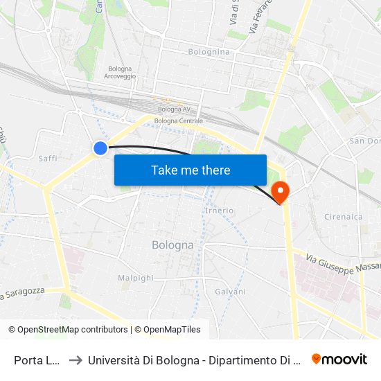 Porta Lame to Università Di Bologna - Dipartimento Di Matematica map
