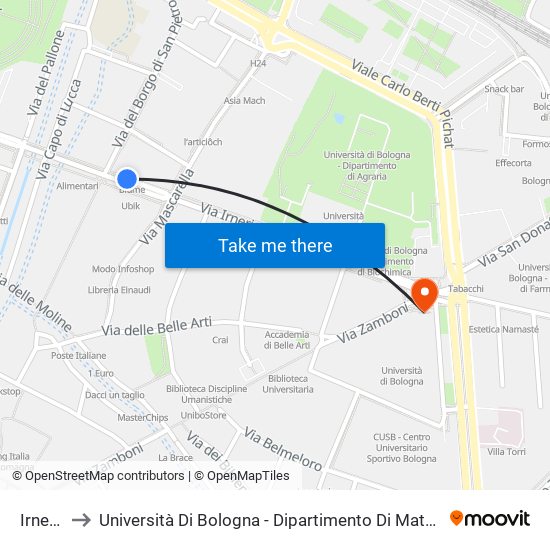 Irnerio to Università Di Bologna - Dipartimento Di Matematica map