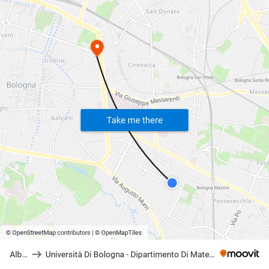 Albini to Università Di Bologna - Dipartimento Di Matematica map