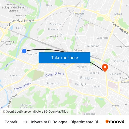 Pontelungo to Università Di Bologna - Dipartimento Di Matematica map