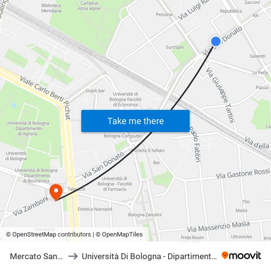 Mercato San Donato to Università Di Bologna - Dipartimento Di Matematica map