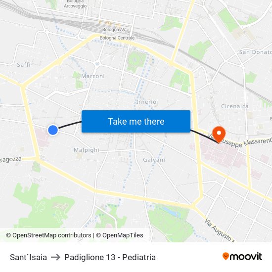 Sant`Isaia to Padiglione 13 - Pediatria map